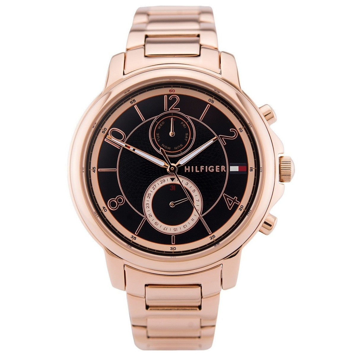 Tommy Hilfiger Claudia Black Dial Rose Gold Steel Strap Watch for Women - 1781820