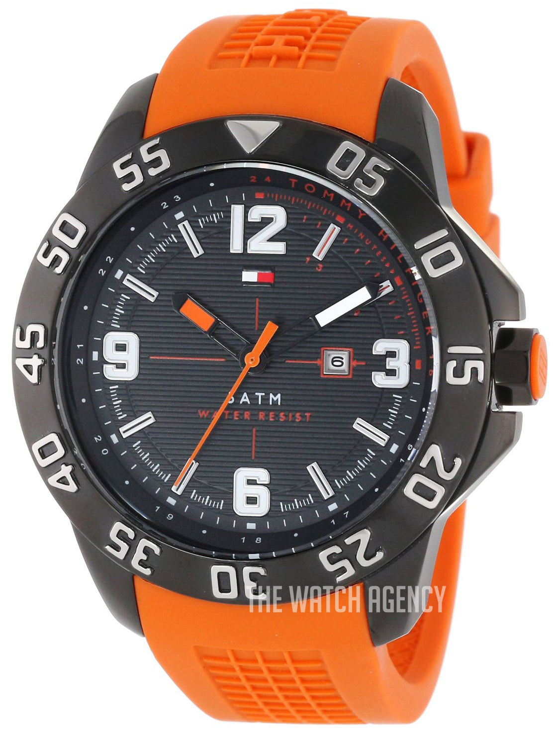 Tommy Hilfiger Cole Black Dial Orange Rubber Strap Watch for Men - 1790985