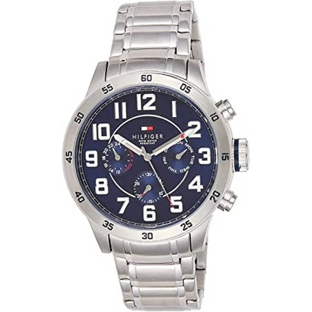 Tommy Hilfiger Trent Quartz Blue Dial Silver Steel Strap Watch for Men - 1791053