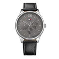 Tommy Hilfiger Damon Multifunction Black Dial Black Leather Strap Watch for Men - 1791417