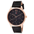 Tommy Hilfiger Damon Quartz Black Dial Black Leather Strap Watch for Men - 1791419