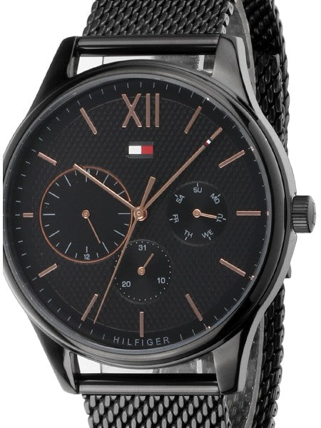 Tommy Hilfiger Damon Quartz Black Dial Black Mesh Bracelet Watch for Men - 1791420