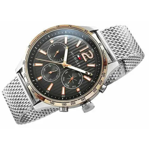 Tommy Hilfiger Gavin Chronograph Quartz Grey Dial Silver Mesh Bracelet Watch for Men - 1791466