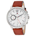 Tommy Hilfiger Landon Chronograph Quartz White Dial Brown Leather Strap Watch for Men - 1791531