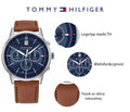 Tommy Hilfiger Kyle Multifunction Blue Dial Brown Leather Strap Watch for Men - 1791629