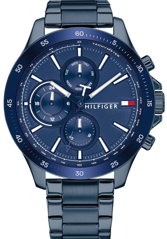 Tommy Hilfiger Bank Quartz Blue Dial Blue Steel Strap Watch for Men - 1791720