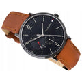 Tommy Hilfiger Brooklyn Quartz Black Dial Brown Leather Strap Watch for Men - 1791510