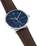 Tommy Hilfiger Cooper Blue Dial Brown Leather Strap Watch for Men - 1791508