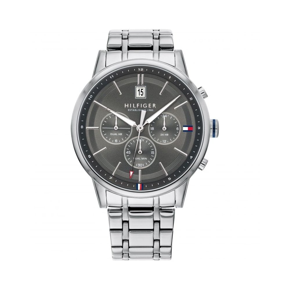 Tommy Hilfiger Kyle Chronograph Grey Dial Silver Steel Strap Watch for Men - 1791632