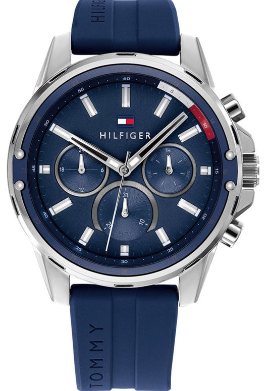 Tommy Hilfiger Mason Blue Dial Blue Rubber Strap Watch for Men - 1791791