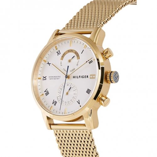 Tommy Hilfiger Kane White Dial Gold Mesh Bracelet Watch for Men - 1710403