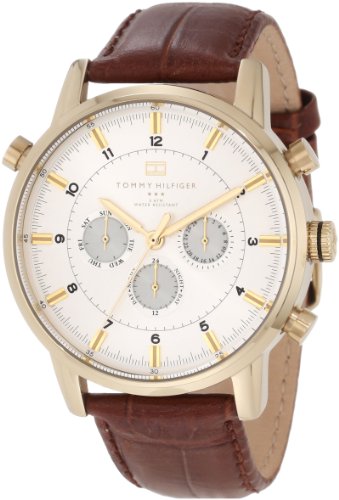 Tommy Hilfiger Harrison White Dial Brown Leather Strap Watch for Men - 1790874