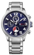 Tommy Hilfiger Jackson Chronograph Blue Dial Silver Steel Strap Watch for Men - 1791242