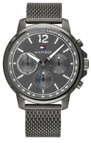 Tommy Hilfiger London Chronograph Grey Dial Grey Mesh Bracelet Watch for Men - 1791530