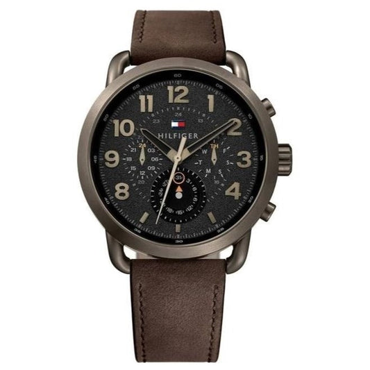 Tommy Hilfiger Briggs Chronograph Black Dial Brown Leather Strap Watch for Men - 1791425