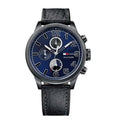 Tommy Hilfiger Jackson Quartz Blue Dial Black Leather Strap Watch for Men - 1791241