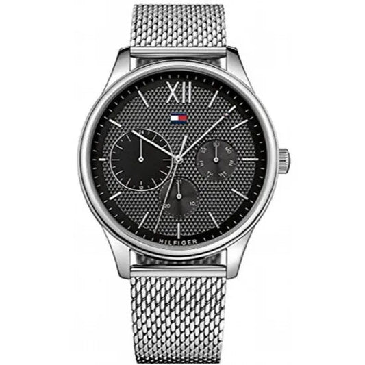 Tommy Hilfiger Damon Quartz Chronograph Black Dial Silver Mesh Bracelet Watch for Men - 1791415