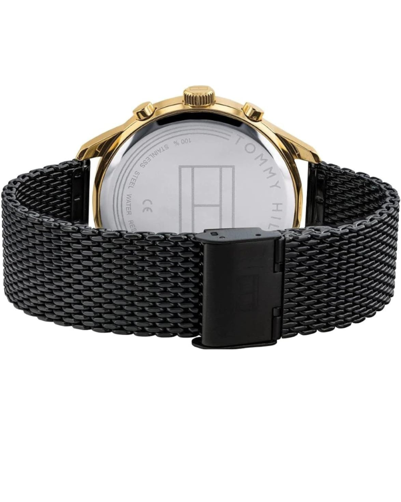 Tommy Hilfiger Chase Quartz Black Dial Black Mesh Bracelet Watch for Men - 1791580