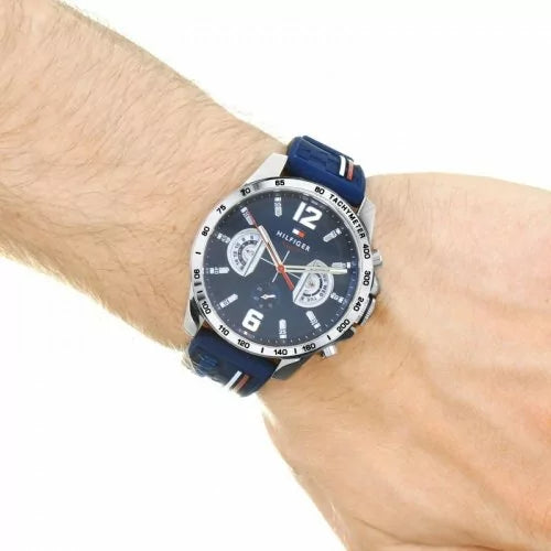 Tommy Hilfiger Decker Blue Dial Blue Rubber Strap Watch for Men - 1791476