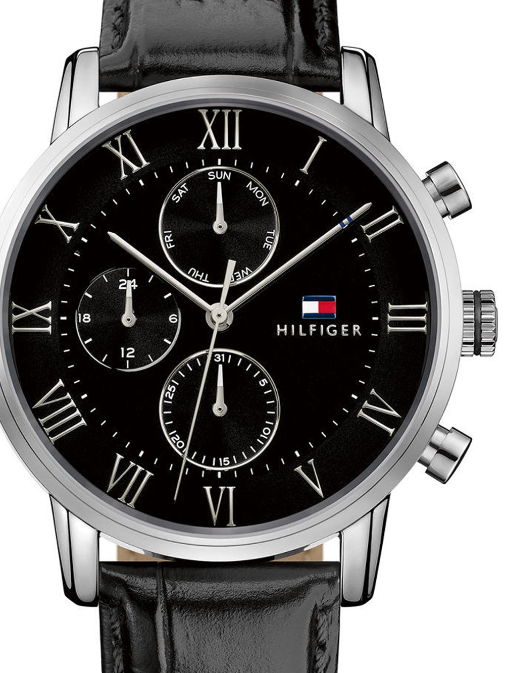 Tommy Hilfiger Kane Quartz Black Dial Black Leather Strap Watch for Men - 1791401