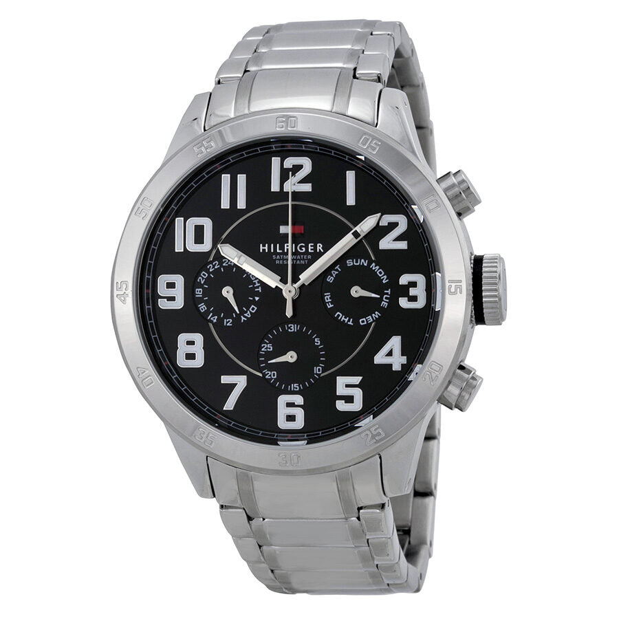 Tommy Hilfiger Trent Quartz Black Dial Silver Steel Strap Watch for Men - 1791054