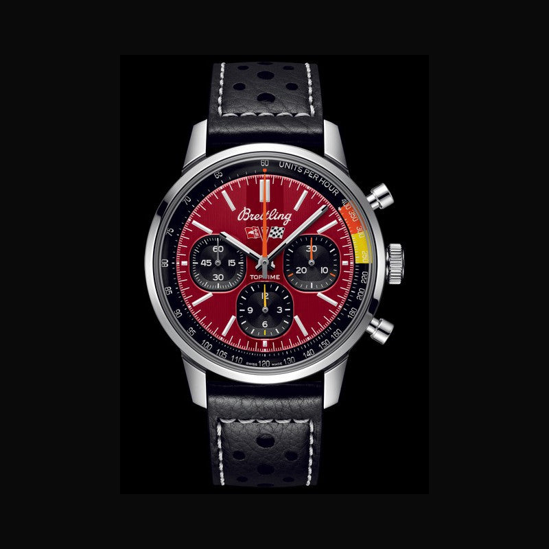 Breitling Top Time B01 Chevrolet Corvette Red Dial Black Leather Strap Watch for Men - AB01761A1K1X1