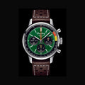 Breitling Top Time B01 Ford Mustang Green Dial Brown Leather Strap Watch for Men - AB01762A1L1X1