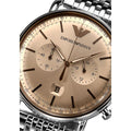 Emporio Armani Aviator Chronograph Beige Dial Silver Steel Strap Watch For Men - AR11239