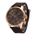 Calvin Klein City Chronograph Black Dial Brown Leather Strap Watch for Men - K2G276G3