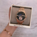 Michael Kors Lauryn Blue Dial Rose Gold Steel Strap Watch for Women - MK3723