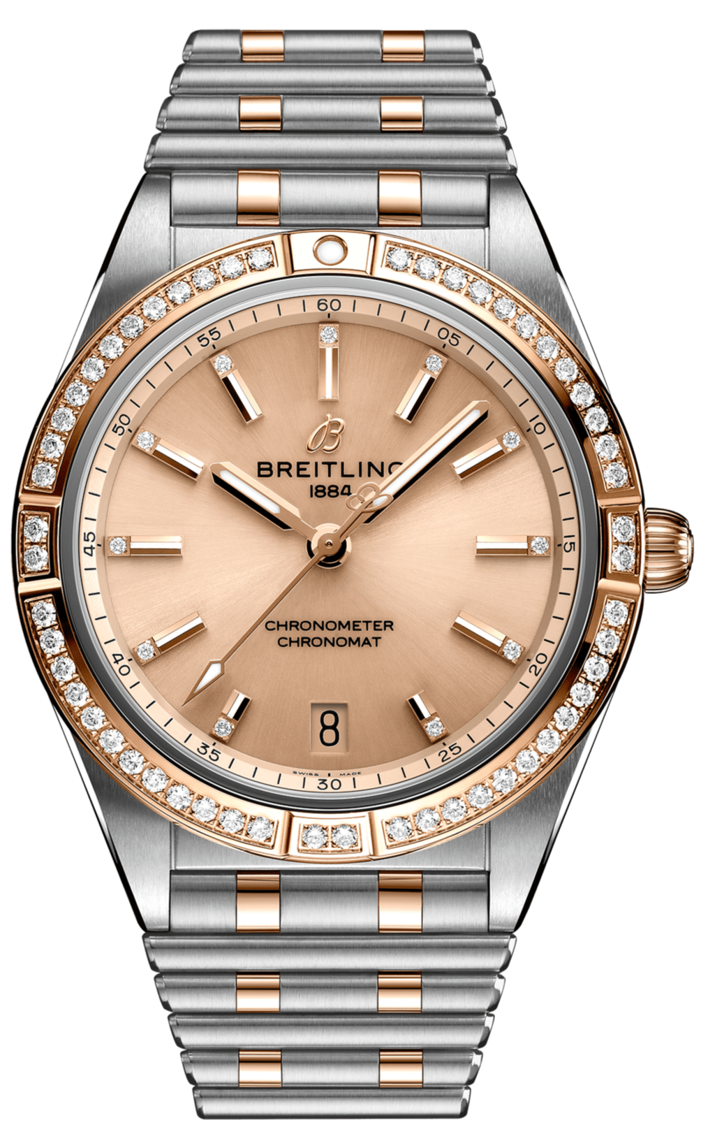 Breitling Chronomat Automatic 36 Diamonds Brown Dial Two Tone Steel Strap Watch for Women - U10380591K1U1