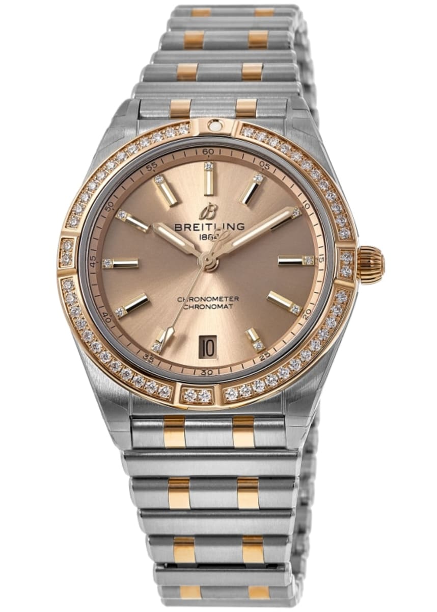 Breitling Chronomat Automatic 36 Diamonds Brown Dial Two Tone Steel Strap Watch for Women - U10380591K1U1