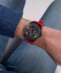 Guess Legacy Black Dial Red Silicone Strap Watch for Men - W1049G6