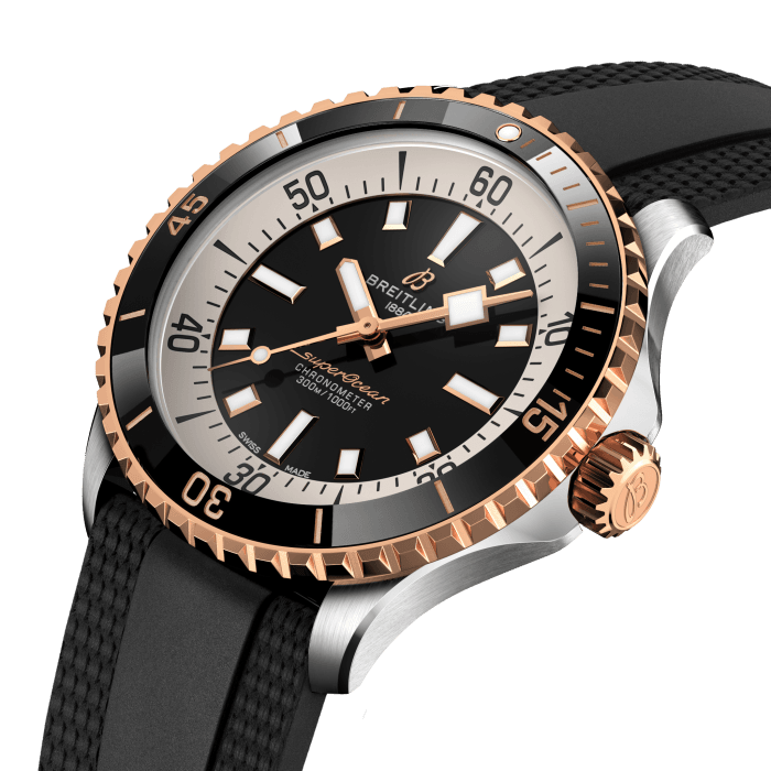 Breitling Superocean Automatic 42 Black Dial Black Rubber Strap Watch for Men - U17375211B1S1