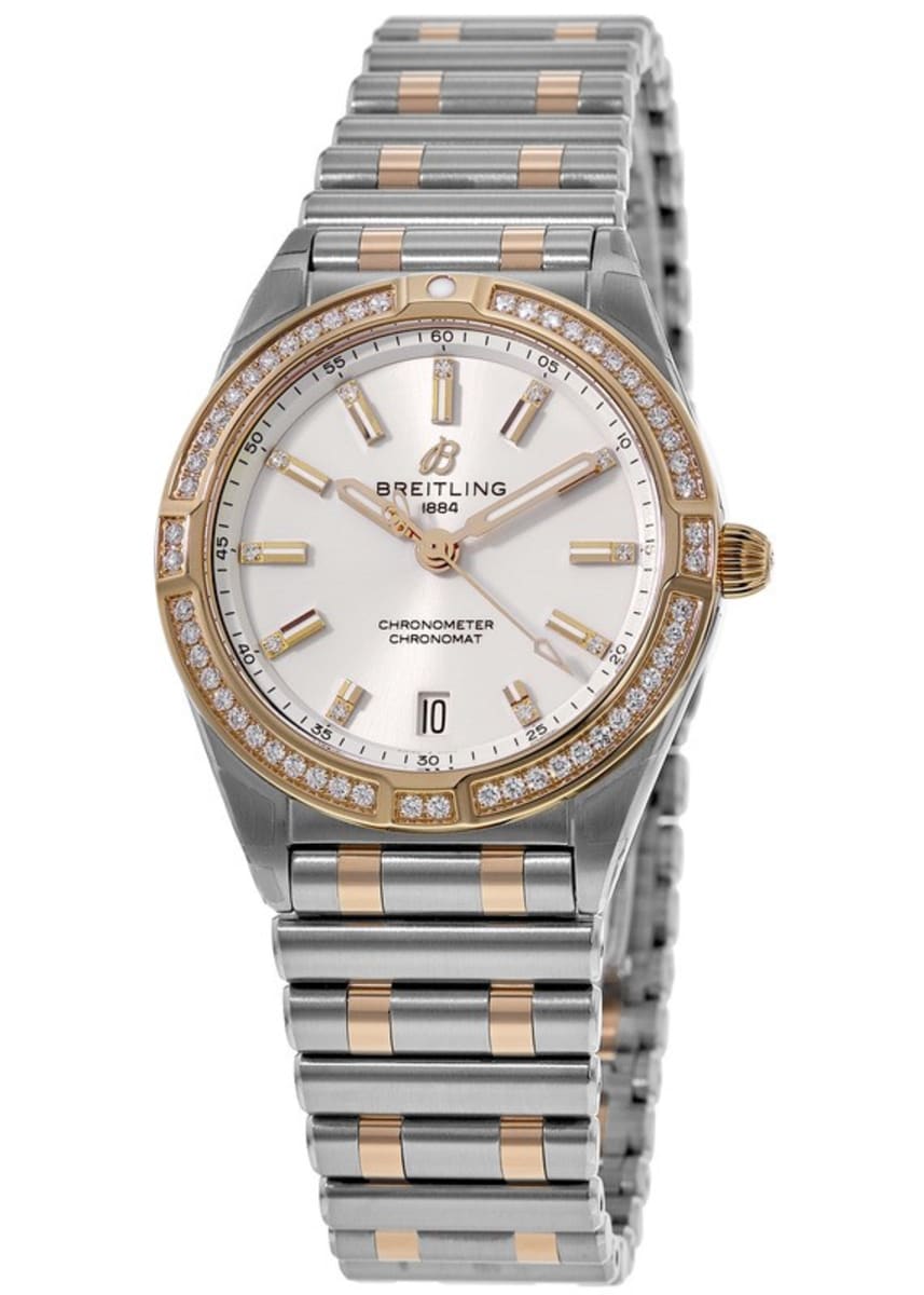 Breitling Chronomat 32 Diamonds Mother of Pearl Dial Two Tone Steel Strap Watch for Women - U77310591A2U1