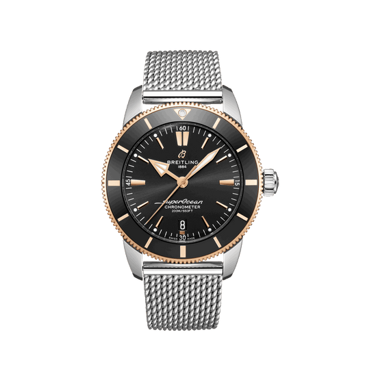 Breitling Superocean Heritage B20 Automatic 44 Black Dial Silver Mesh Bracelet Watch for Men - UB2030121B1A1