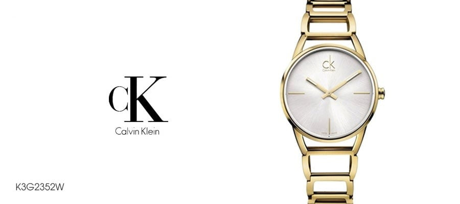 Calvin Klein Stately White Dial Gold Steel Strap Watch for Women - K3G2352W