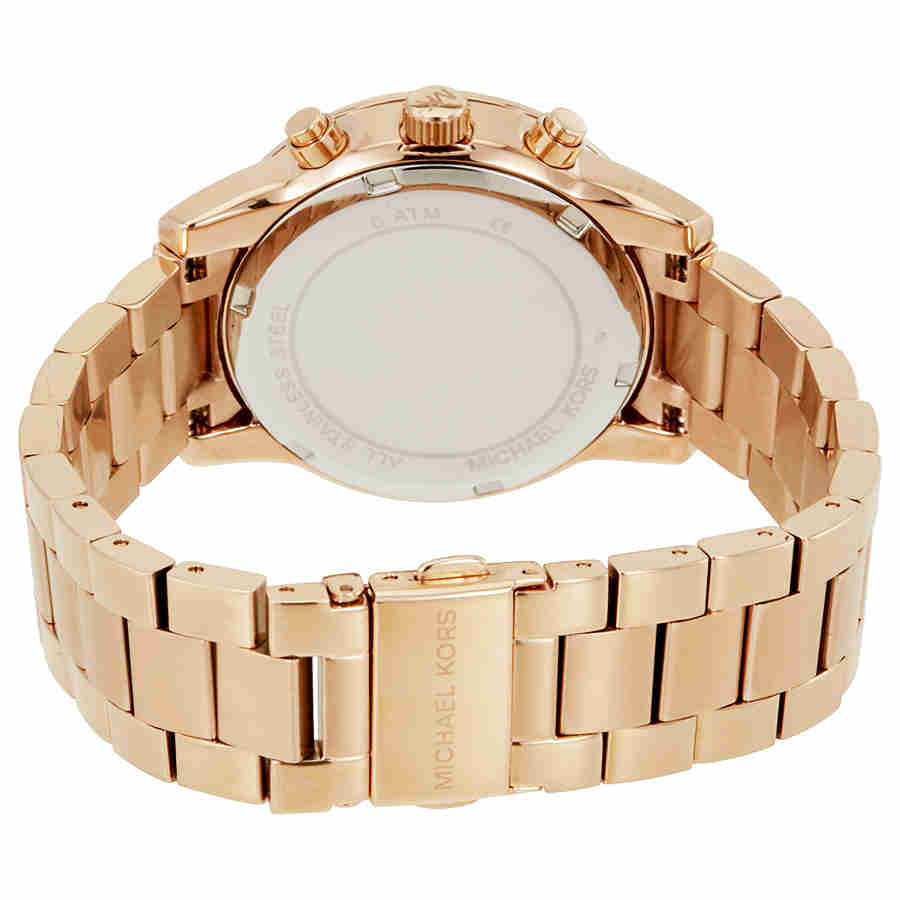 Michael Kors Ritz Chronograph Rose Gold Dial Steel Strap Watch for Women - MK6357