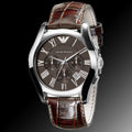 Emporio Armani Valente Chronograph Brown Dial Brown Leather Strap Watch For Men - AR0671