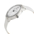 Swarovski Crystalline Hours Silver Dial White Leather Strap Watch for Women - 5295383