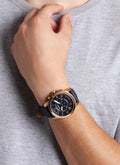 Fossil Grant Chronograph Blue Dial Blue Leather Strap Watch for Men - FS4835