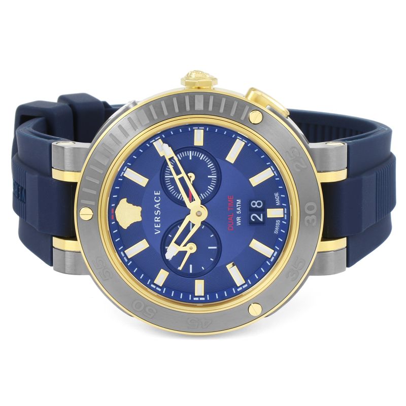 Versace V Extreme Chronograph Blue Dial Blue Rubber Strap Watch for Men - VCN010017