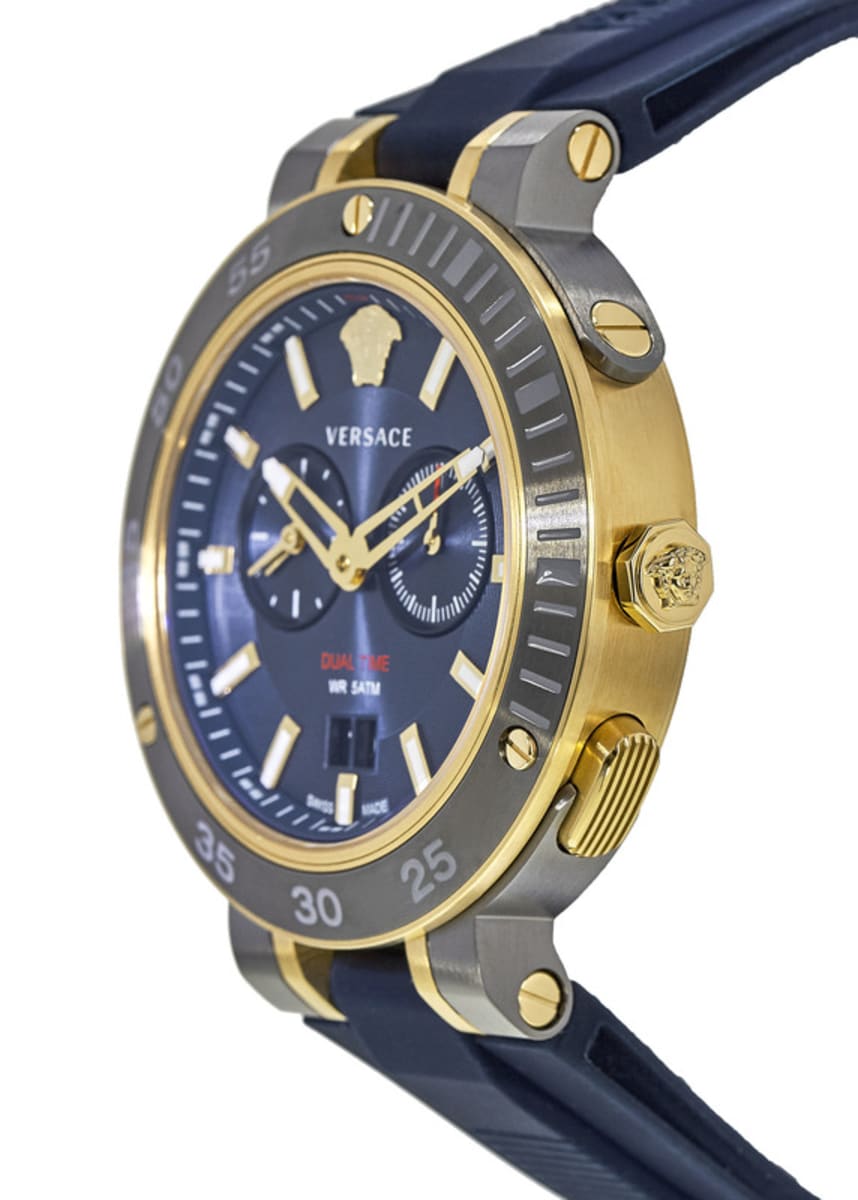 Versace V Extreme Chronograph Blue Dial Blue Rubber Strap Watch for Men - VCN010017