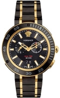 Versace V Extreme Pro Black Dial Two Tone Steel Strap Watch for Men - VCN040017