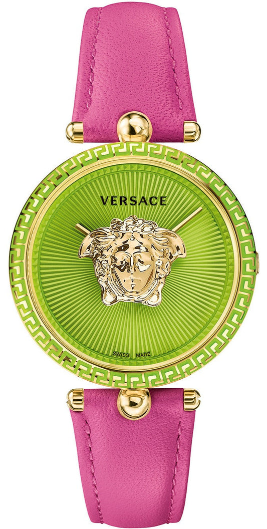 Versace Palazzo Empire Green Dial Pink Leather Strap Watch for Women - VCO150017