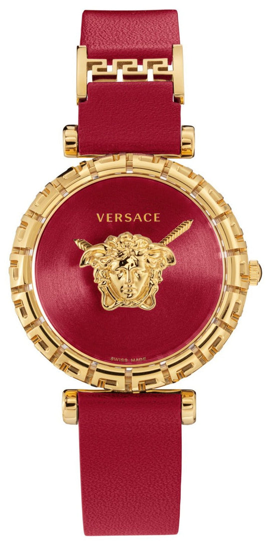 Versace Palazzo Empire Greca Red Dial Red Leather Strap Watch for Women - VEDV00319