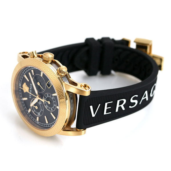 Versace Sports Tech Chronograph Black Dial Black Rubber Strap Watch for Men - VELT00119