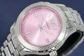 Versace Hellenyium Pink Dial Silver Steel Strap Watch for Women - V12010015