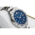 Versace Hellenyium GMT Blue Dial Silver Steel Strap Watch for Men - V11010015