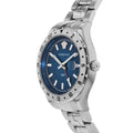 Versace Hellenyium GMT Blue Dial Silver Steel Strap Watch for Men - V11010015